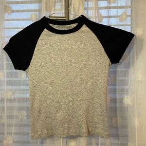 Brandy Melville Navy and Gray Baby Tee